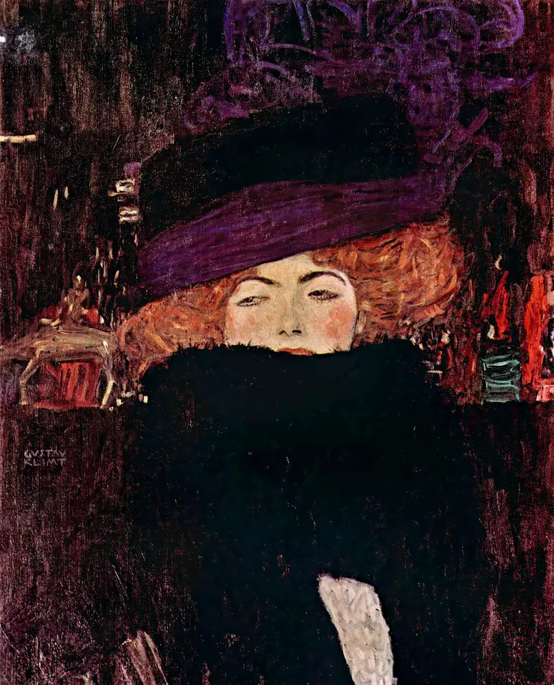 Dame mit Hut und Federboa by Gustav Klimt