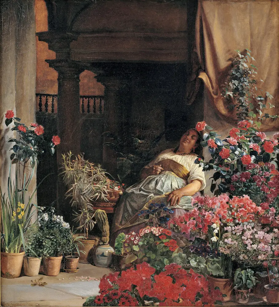 A Florentine Flower Seller (1879 - 1880) by Kristian Zahrtmann
