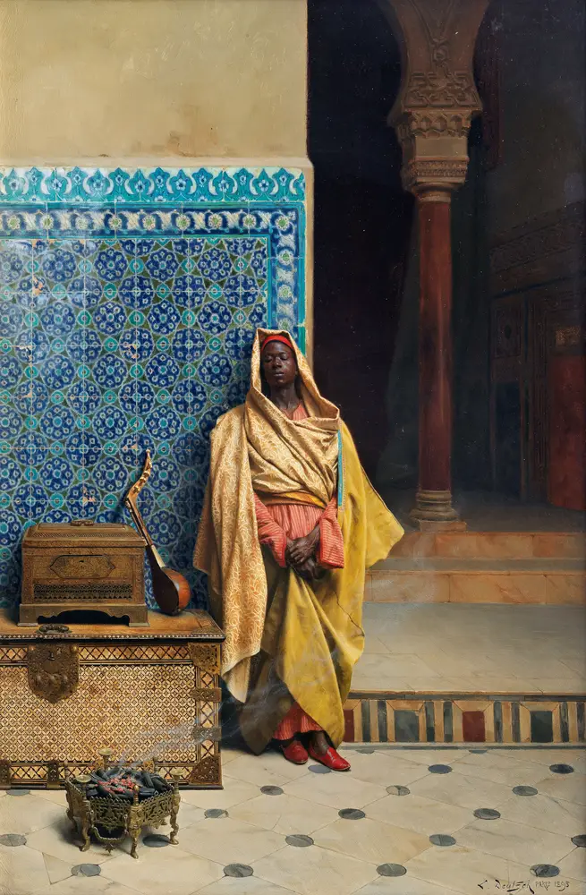 At the Mosque by Ludwig Deutsch