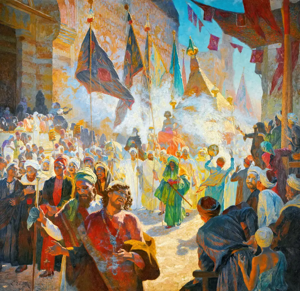 The Procession Of The Mahmal Through The Streets Of Cairo by Ludwig Deutsch