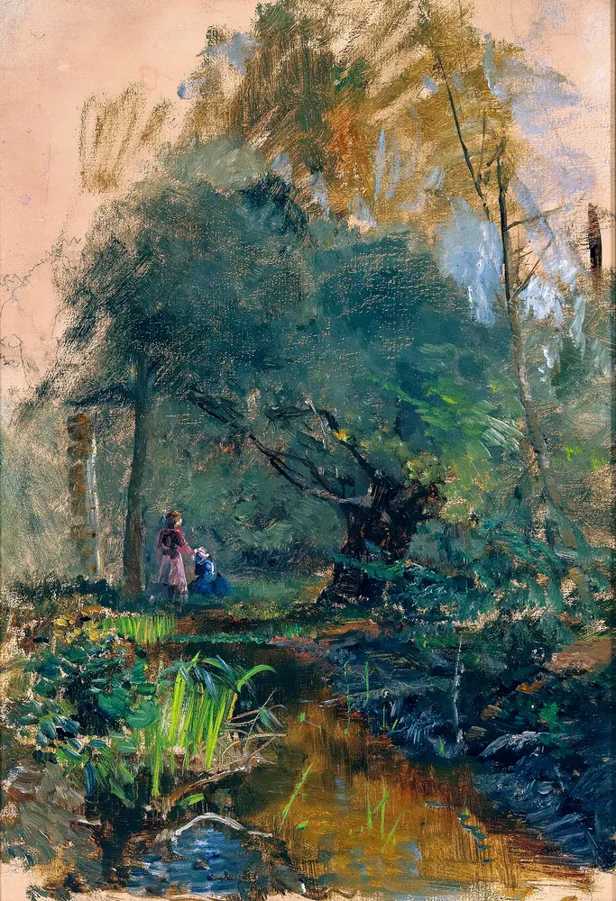 Children by a Mountain Creek by Marie Egner
