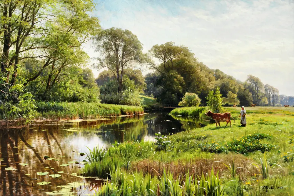 By the river (1908) by Peder Mørk Mønsted