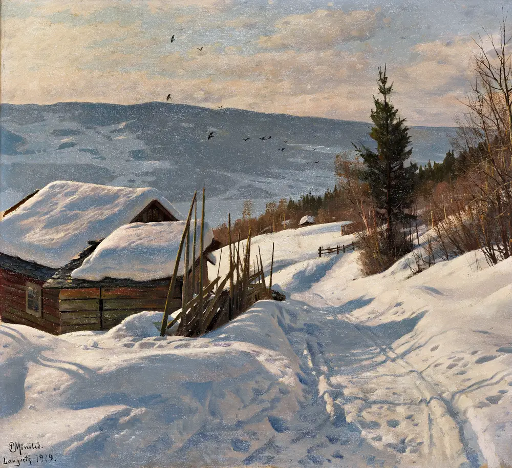 Sonniger Wintertag in Norwegen (1919) by Peder Mørk Mønsted