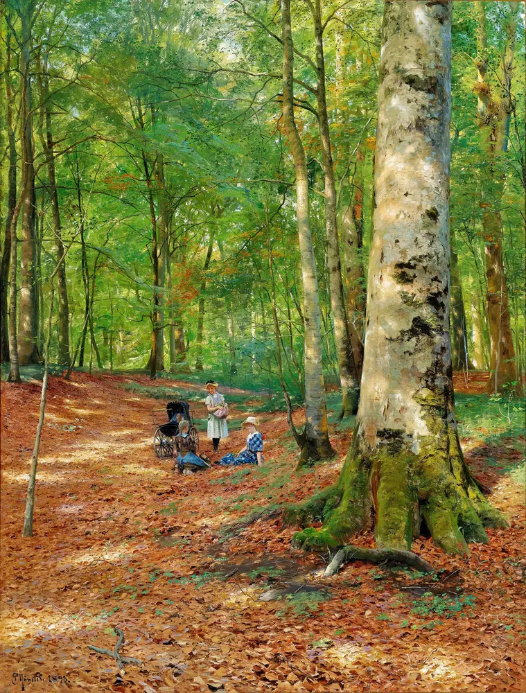 The Woodland Glade (1883) by Peder Mørk Mønsted