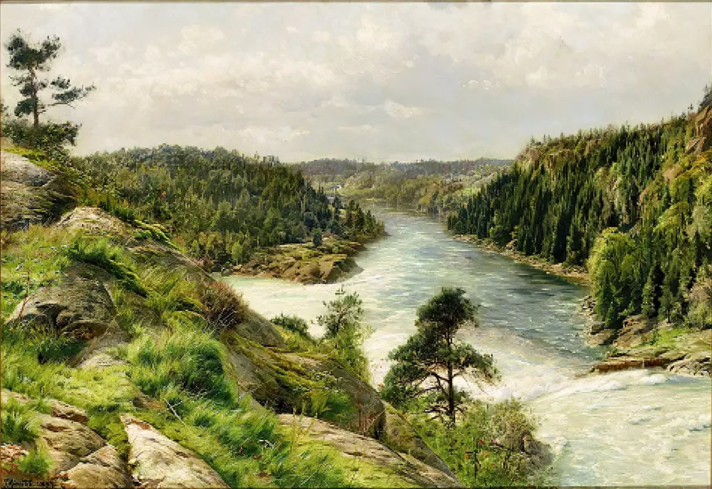 Troldhattens Fald Set Fra Hotel Udsigten (1897) by Peder Mørk Mønsted