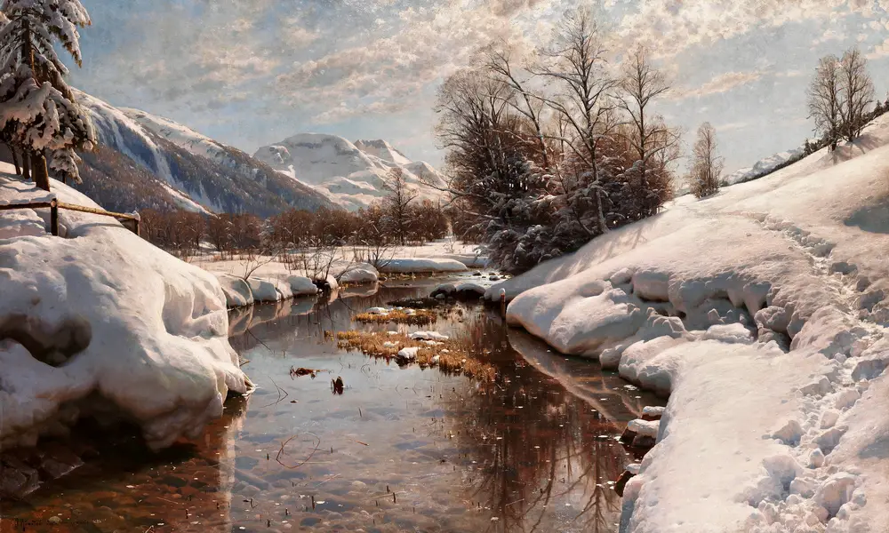 Winter sun in Engadin (1914) by Peder Mørk Mønsted
