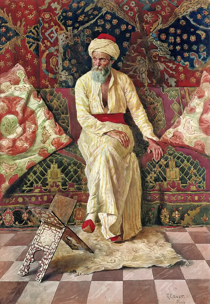 A pensive elder by Rudolf Ernst