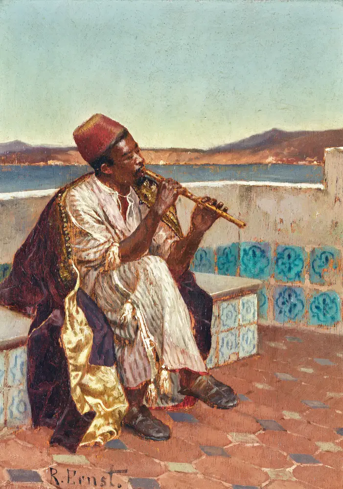 Musician On The Terrace by Rudolf Ernst