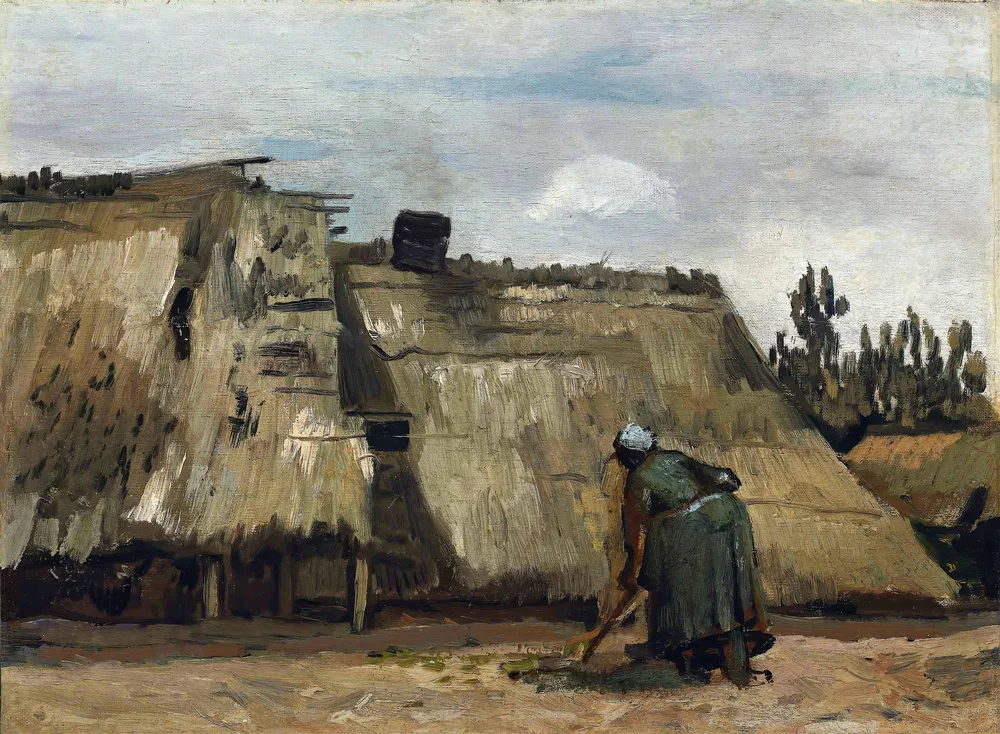 A Peasant Woman Digging in Front of Her Cottage (c. 1885) by Vincent Van Gogh