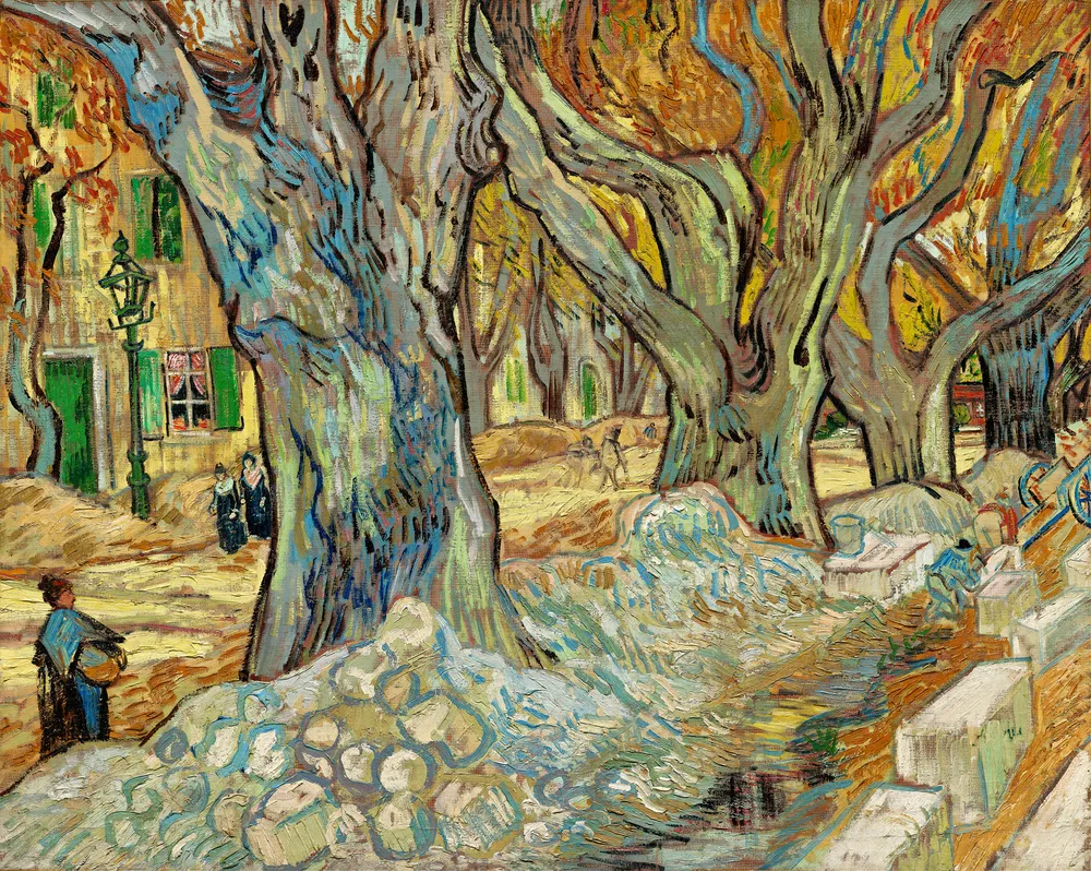 The Large Plane Trees (Road Menders at Saint-Rémy) (1889) by Vincent Van Gogh